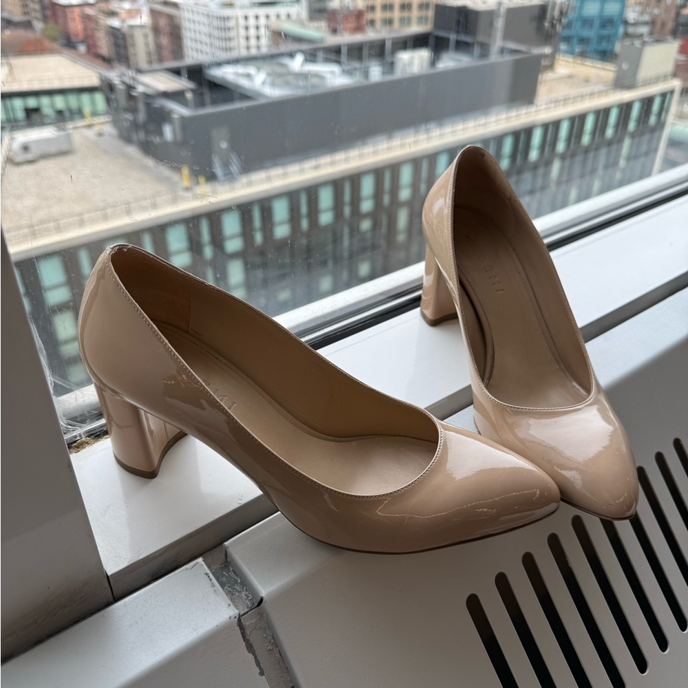 M Gemi Nude Patent Italian Leather Pumps